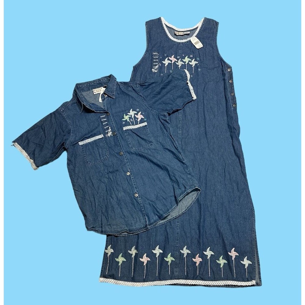 Decorated Originals Cracker Barrel Denim Jumper And Shirt NWT Size MD